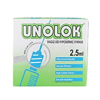 HMD Unolok Syringe 2.5ml 24G x 1 Inch Needle | Luer Lock Sterile Disposable Syringe | Box of 100