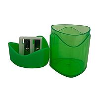 Pack of 12 Green Two Hole Sharpener with Canister