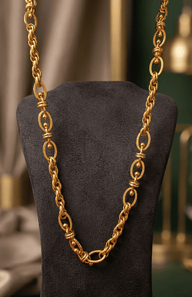 18 kt Gold Gilded Link Hollow Chain