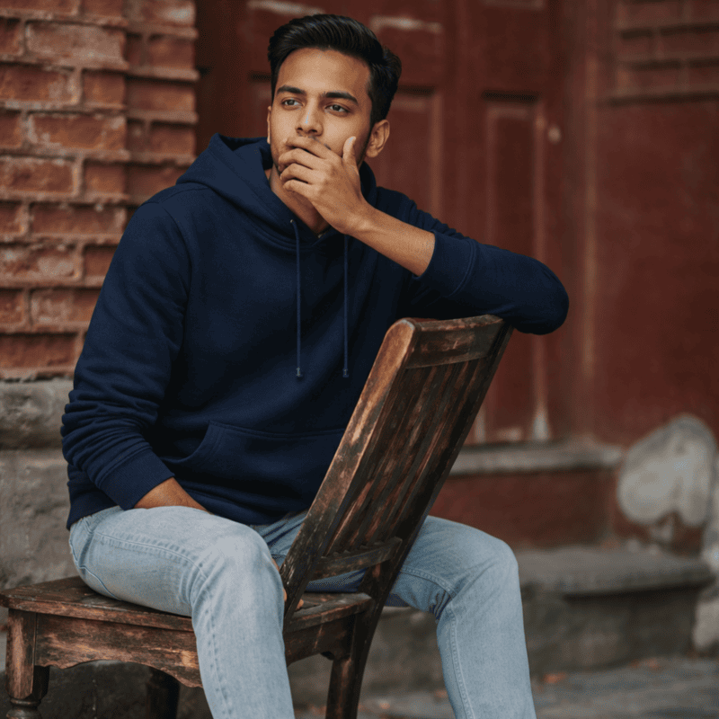 Unisex Navy Blue PLAIN Hoodie