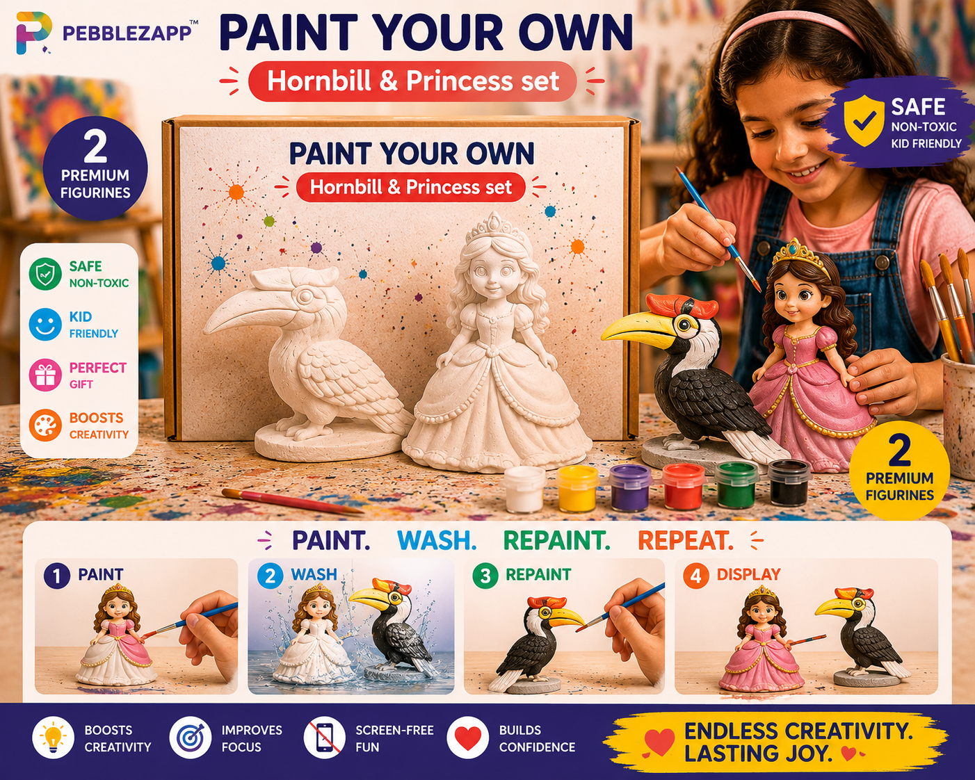 Reusable Hornbill + one princess DIY Painting Kit