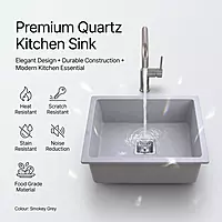 Quartz Edge Single Bowl Sink (Smokey Grey)