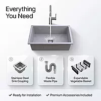 Quartz Edge Single Bowl Sink (Smokey Grey)