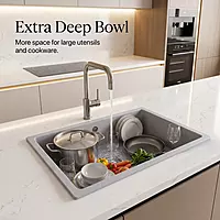 Quartz Edge Single Bowl Sink (Smokey Grey)