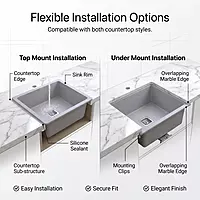 Quartz Edge Single Bowl Sink (Smokey Grey)