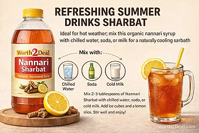 How to prepare Worth2Deal nannari sharbat with chilled water soda or milk