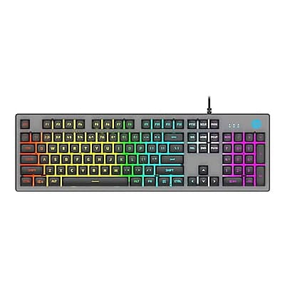 HP K500F Backlit Membrane Wired Gaming Keyboard with Mixed Color Lighting, Metal Panel with Logo Lighting, 26 Anti-Ghosting Keys, and Windows Lock Key