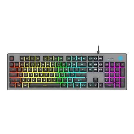 HP K500F Backlit Membrane Wired Gaming Keyboard with Mixed Color Lighting, Metal Panel with Logo Lighting, 26 Anti-Ghosting Keys, and Windows Lock Key
