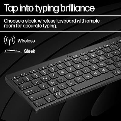 HP 350 Compact Multi-Device Bluetooth Wireless Keyboard; Spill Resistant; Swift Pair; OS Auto-Detection, LED Indicator, Battery Life Up to 24 Months