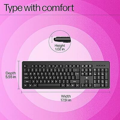 HP K160 Wireless Keyboard/Quick Comfy accurate/12 Fn Shortcut Keys/Plug and Play USB/ 3 Years Warranty, Black HP K160 Wireless Keyboard/Quick Comfy accurate/12 Fn Shortcut Keys/Plug and Play USB/ 3 Years Warranty, Black