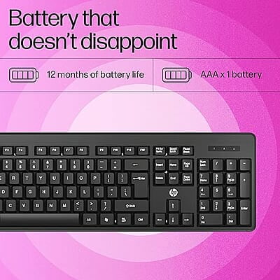 HP K160 Wireless Keyboard/Quick Comfy accurate/12 Fn Shortcut Keys/Plug and Play USB/ 3 Years Warranty, Black HP K160 Wireless Keyboard/Quick Comfy accurate/12 Fn Shortcut Keys/Plug and Play USB/ 3 Years Warranty, Black