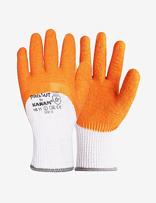 Karam  Orange Latex Crinkle Coating Glove, HS11