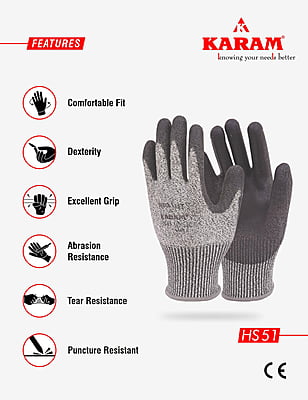 Karam  Black PU Coating Glove, HS51