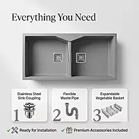 Quartz Elite Double Bowl Sink (Smokey Grey)