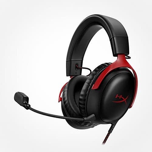 HyperX Cloud III Black-Red Gaming Headset – 53mm Drivers | Detachable Mic | 100 dB Sensitivity