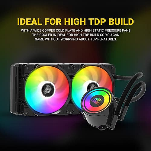 Ant Esports ICE-240 ARGB Liquid Cooler – 240mm AIO | Dual 120mm Fans | Black