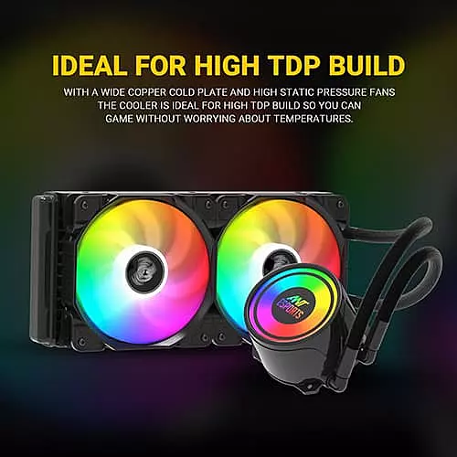 Ant Esports ICE-240 ARGB Liquid Cooler – 240mm AIO | Dual 120mm Fans | Black