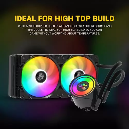 Ant Esports ICE-240 ARGB Liquid Cooler – 240mm AIO | Dual 120mm Fans | Black