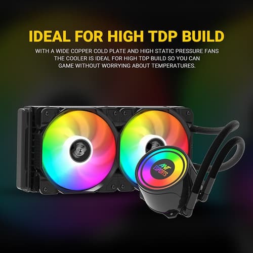 Ant Esports ICE-240 ARGB Liquid Cooler – 240mm AIO | Dual 120mm Fans | Black