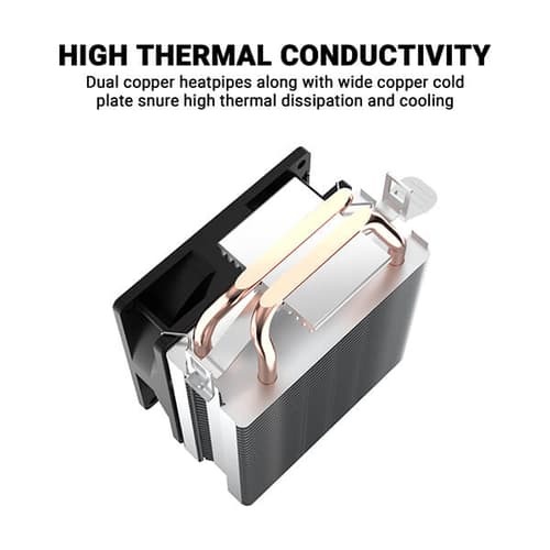 Ant Esports ICE-C200 V2 120mm CPU Air Cooler – Dual Copper Heat Pipes | Rainbow Fan