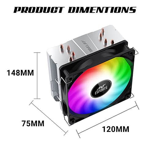 Ant Esports ICE-C400 120mm CPU Air Cooler – Rainbow LED Fan | Hydro Bearing | 65 CFM