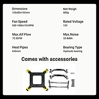 Ant Esports ICE-C612 V2 ARGB CPU Air Cooler – 120mm PWM Fan | 6 Copper Heat Pipes