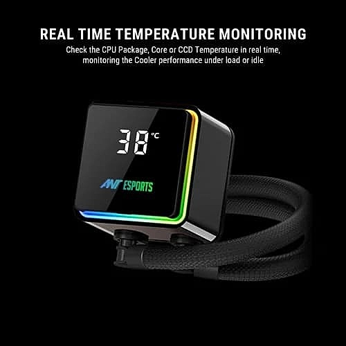 Ant Esports ICEStorm-240 ARGB Liquid CPU Cooler – 240mm AIO | Temp Display | Dual 120mm Fans