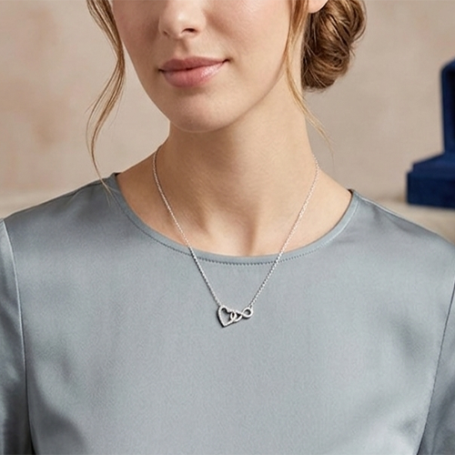 Silver Heart and Infinity Necklace - Eternal Love Gift