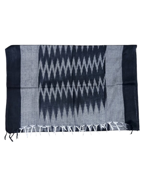 Black Ikkat Cotton Unstitched Salwar Suit Dress Material with Dupatta