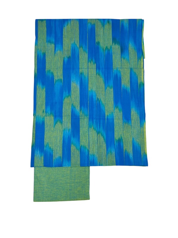 Blue & Green Pochampally Ikkat Unstitched Salwar kameez dress material with dupatta for Women