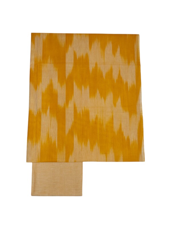 Mustard Pochampally Ikkat Cotton Unstitched Salwar Suit Set with Dupatta