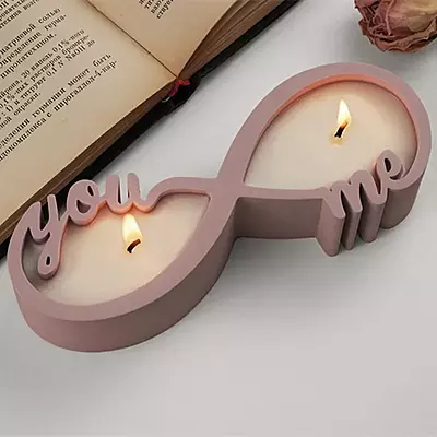 Silicon Mold Candle Concrete Holder You and Me Infinity