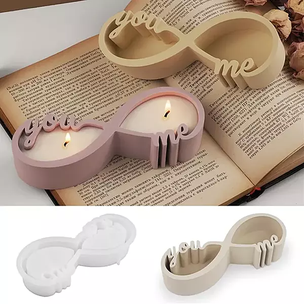 Silicon Mold Candle Concrete Holder You and Me Infinity