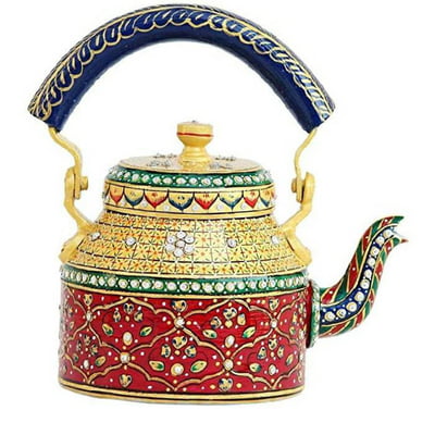 Indian Woodenlia Handcrafted Decorative Serving Teapot Serving Kettle Indian Woodenlia Handcrafted Decorative Serving Teapot Serving Kettle