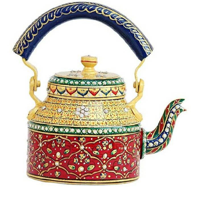 Indian Woodenlia Handcrafted Decorative Serving Teapot Serving Kettle Indian Woodenlia Handcrafted Decorative Serving Teapot Serving Kettle