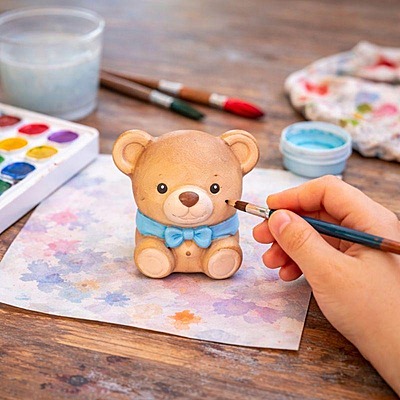 Cute Little Bear and Friends Big - Big Hippo and 3 Small Friends