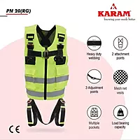 KARAM | PN20(RG) Vest Harness Fluorescent Green-Consists Dorsal D Ring | 2 front attachment textile loops