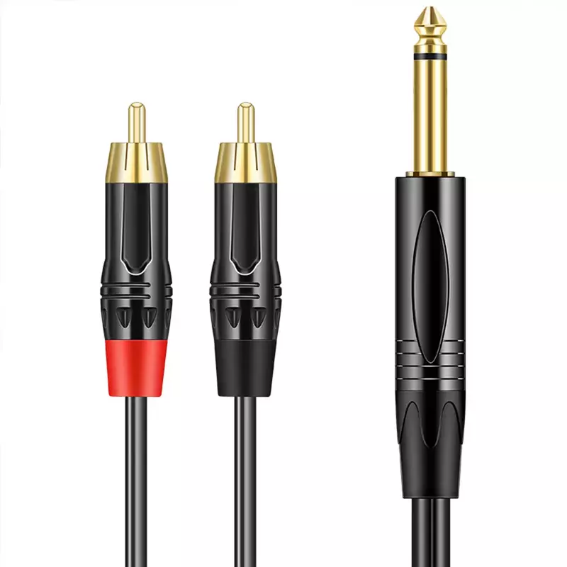 6.35mm TRS Jack Male Plug to Dual RCA Hifi Sound RCA Auxiliary TV Connection Amplifier 5 Meter