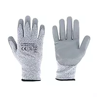 Gloves | Cut level C | HPPE liner | Grey PU coating on Palm | EN:388:4X42C | Size - Large | Model : H3101-5 | Pack of 10
