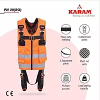 KARAM | PN20(RO)Vest Harness Fluorescent Orange-Consists Dorsal D Ring | 2 front attachment textile loops