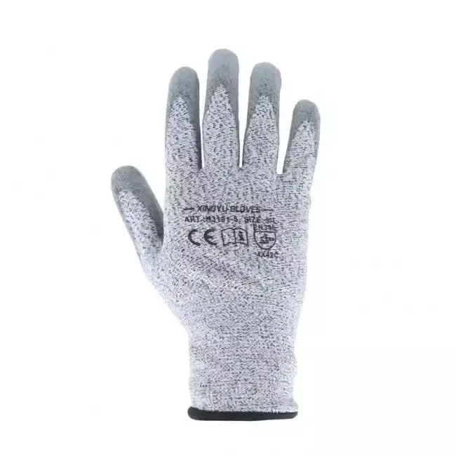 Gloves | Cut level C | HPPE liner | Grey PU coating on Palm | EN:388:4X42C | Size - Large | Model : H3101-5 | Pack of 10 Gloves | Cut level C | HPPE liner | Grey PU coating on Palm | EN:388:4X42C | Size - Large | Model : H3101-5 | Pack of 10
