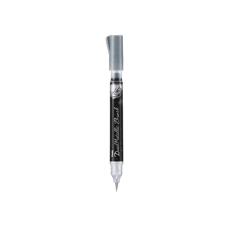 PENTEL BRUSH DUAL METALLIC XGFH-D- SILVER PENTEL BRUSH DUAL METALLIC XGFH-D- SILVER