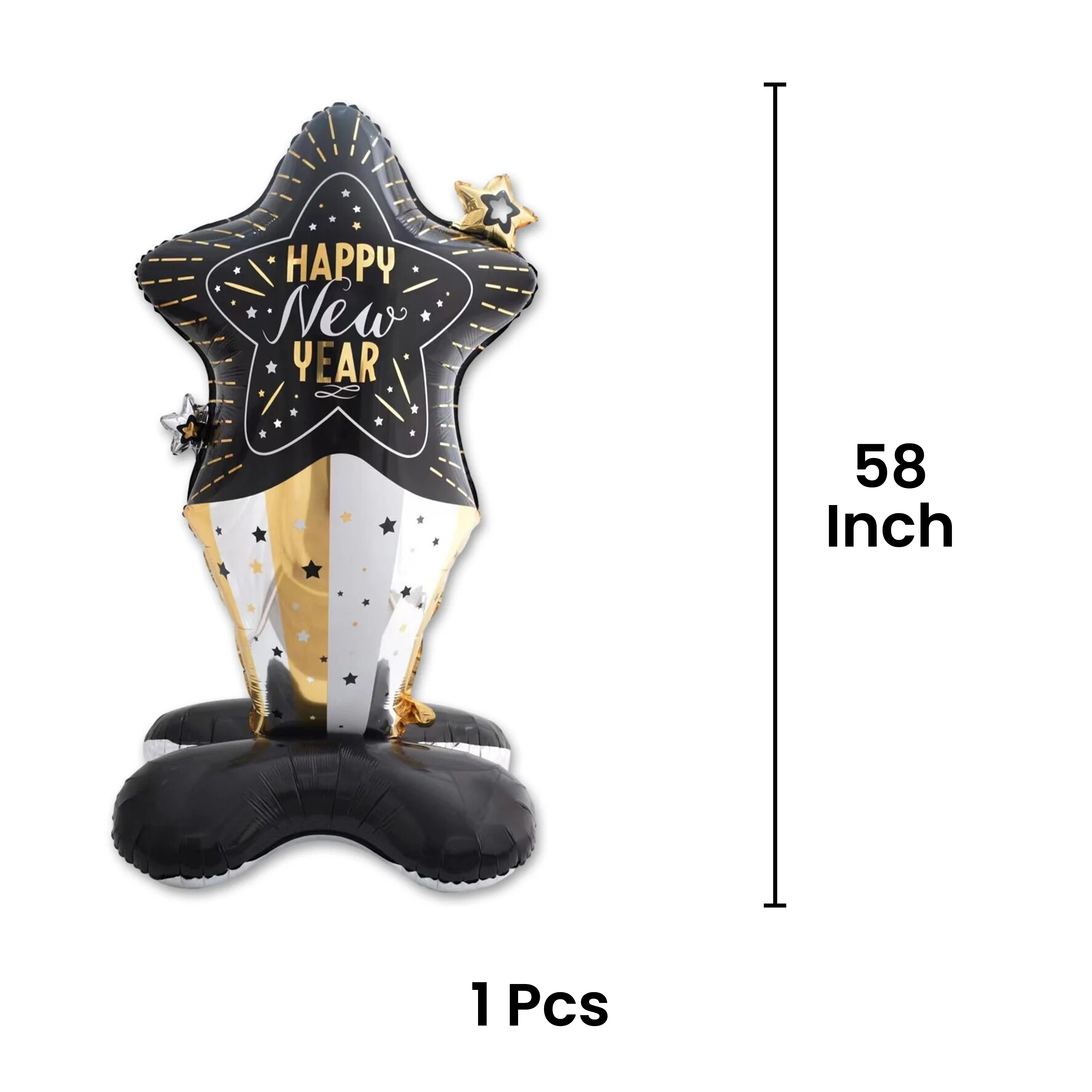 The Magic Balloons - 58-inch Happy New Year Foil Balloon for New Year Party Decoration Pack of 1pcs New Year Theme Foil Balloon for Home and Offices, New Year Party Supplier