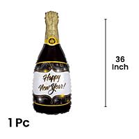 The Magic Balloons - New Year Theme Foil Balloons combo Kit For New Year Party Decoration Pack of 5pcs 2 Stars, 2 Circles And A Big Size Champion Bottle Foil Balloon For Home and Offices.