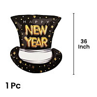 The Magic Balloons - New Year Theme Foil Balloons For New Year Party Decor Pack of 5pcs Star, Circle and Hat Foil Balloons For Home and Offices.