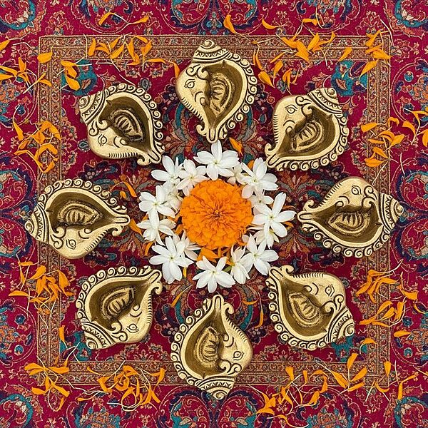 Brass Gajamukh Diya Ganesh and Shank Design Puja Lamp - 3.5 inch Length