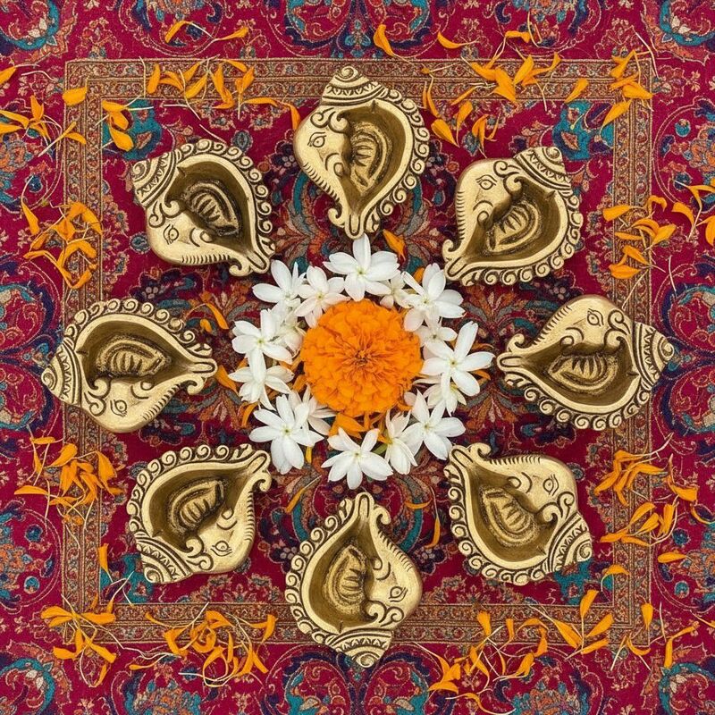 Brass Gajamukh Diya Ganesh and Shank Design Puja Lamp - 3.5 inch Length