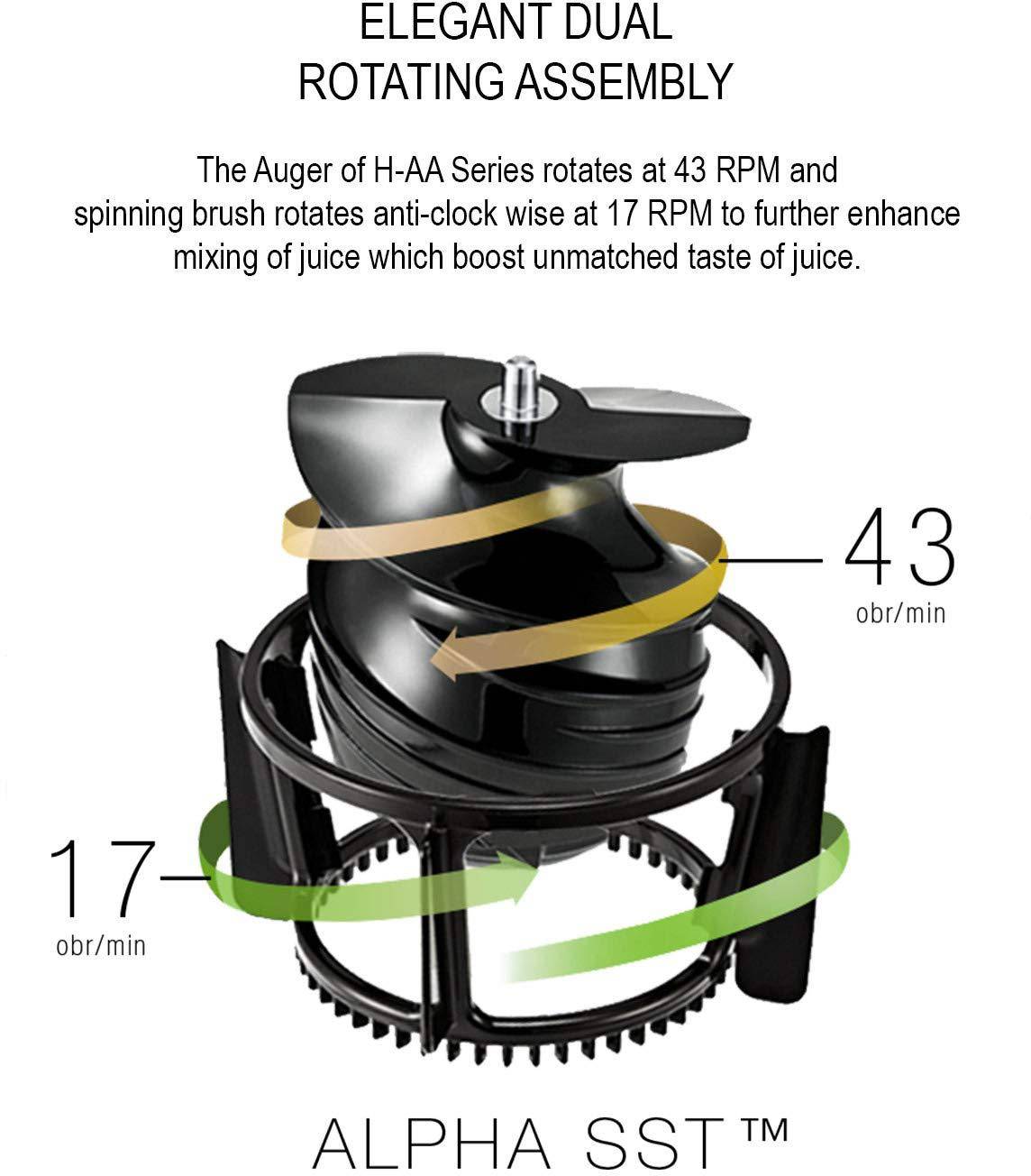 Hurom Cold Press Slow Juicer MIDNIGHT BLUE – Masticating Juicer for Fruits & Vegetables,BPA-Free, Quiet Operation,Easy to Clean - 200 Watt.