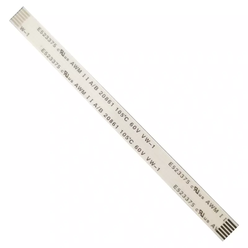 6 Pin 1mm Pitch 100mm Same Side FFC Flexible Flat Cable 6 Pin 1mm Pitch 100mm Same Side FFC Flexible Flat Cable