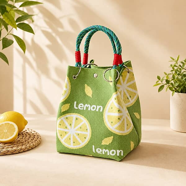Knitted Bucket Tote Bag with Rope Handles